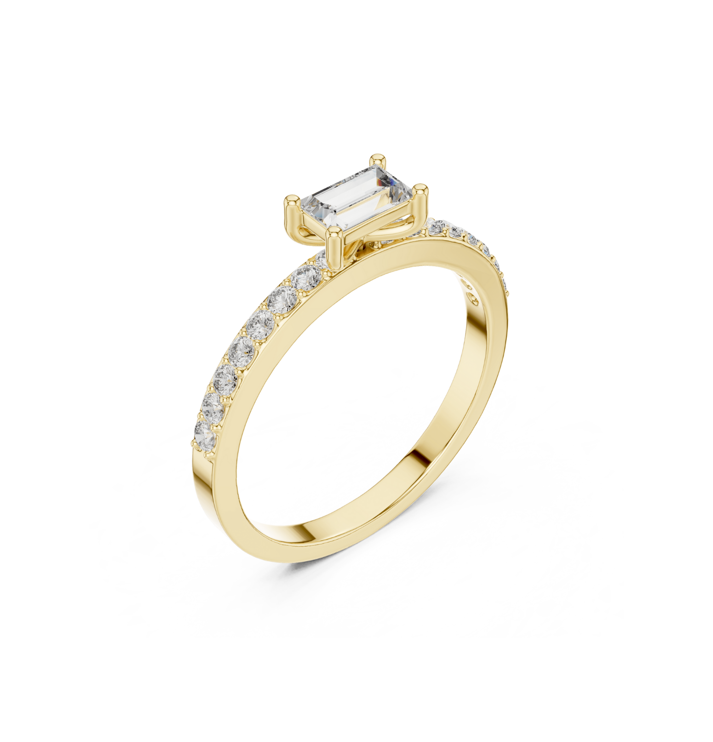 Baguette & Round  Cut Diamond Pink Gold 14 K Ring For Wommen |pure carat