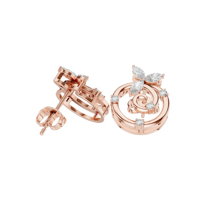 Marquise & Round  Cut Diamond Yellow Gold 14 K Earring For Wommen |pure carat