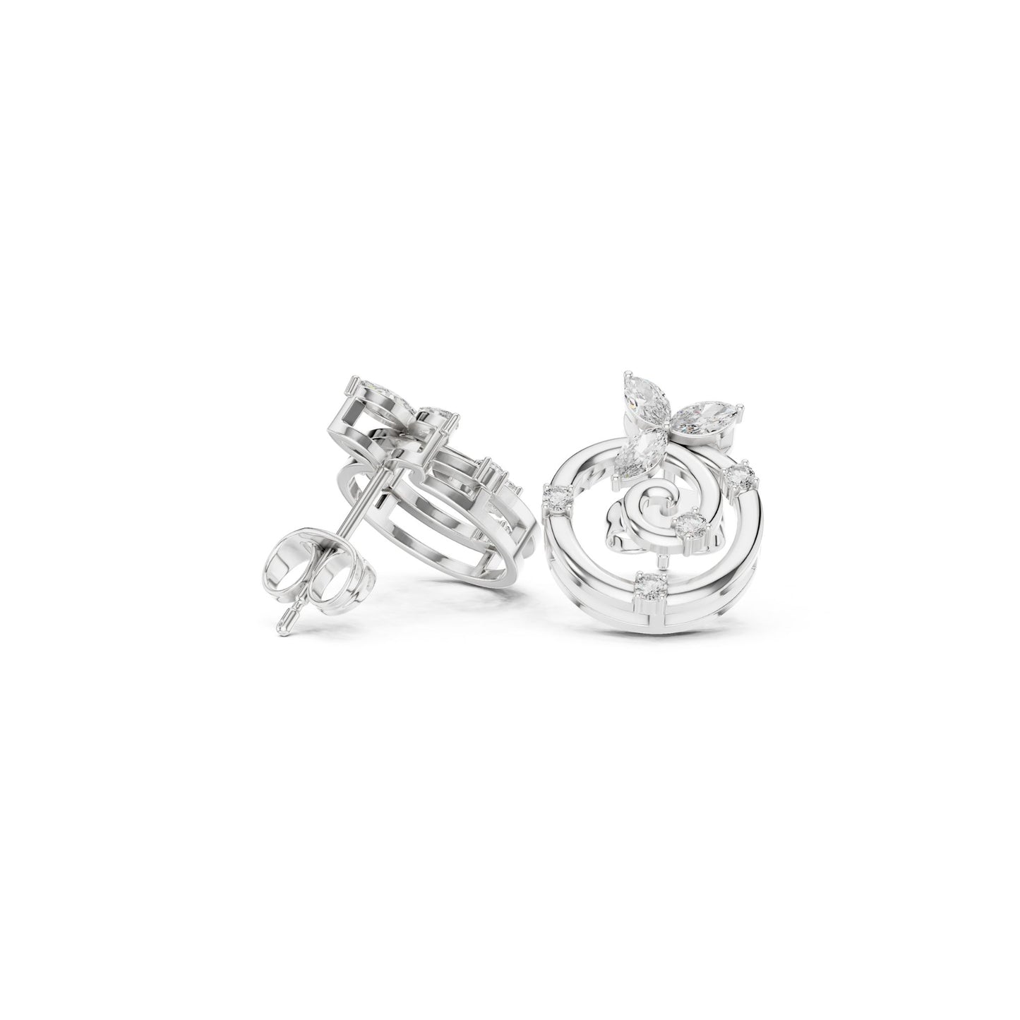 Marquise & Round  Cut Diamond Yellow Gold 14 K Earring For Wommen |pure carat
