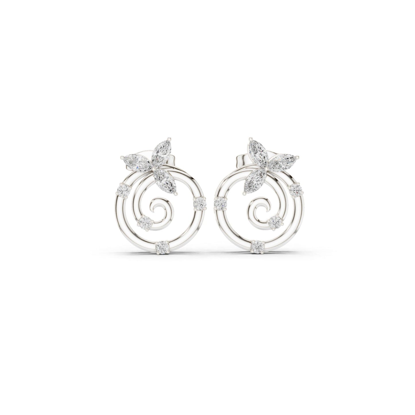 Marquise & Round  Cut Diamond Yellow Gold 14 K Earring For Wommen |pure carat
