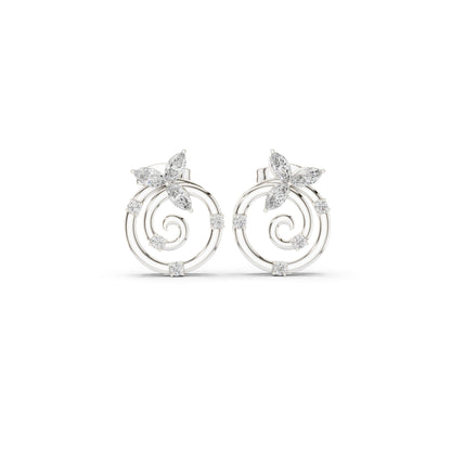 Marquise & Round  Cut Diamond Yellow Gold 14 K Earring For Wommen |pure carat