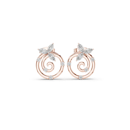 Marquise & Round  Cut Diamond Yellow Gold 14 K Earring For Wommen |pure carat