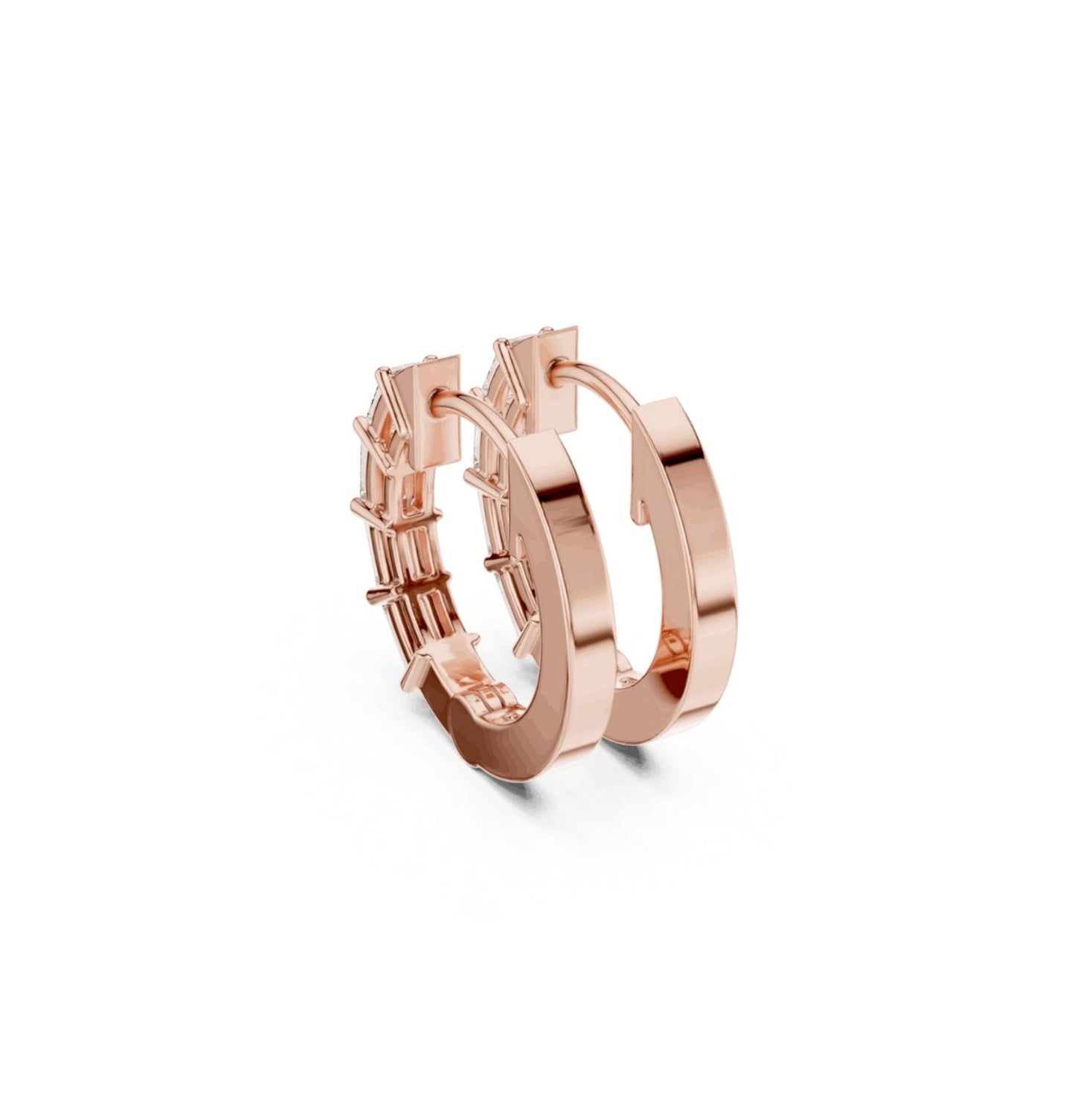 Baguette Cut Diamond Rose Gold 14 K Earring For Wommen |pure carat