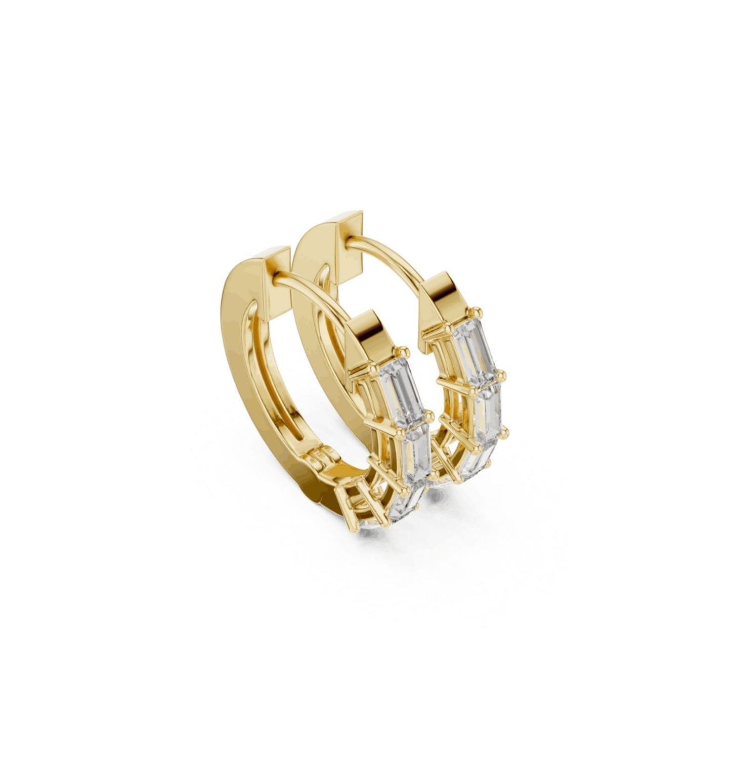 Baguette Cut Diamond Rose Gold 14 K Earring For Wommen |pure carat