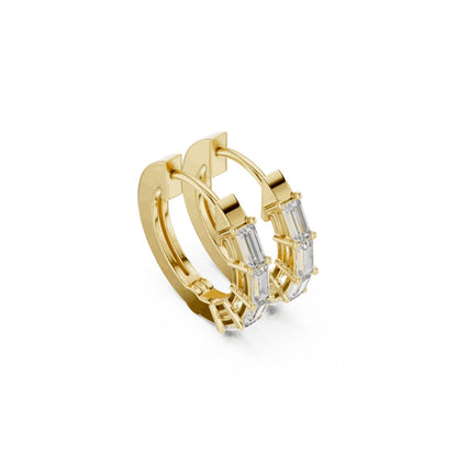 Baguette Cut Diamond Rose Gold 14 K Earring For Wommen |pure carat