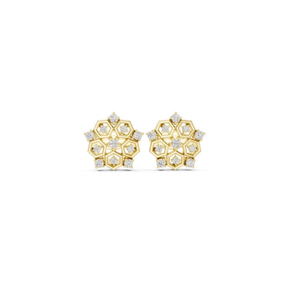 Round Cut Diamond Yellow Gold 14 K Earring For Wommen |pure carat