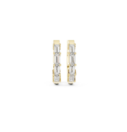 Baguette Cut Diamond Rose Gold 14 K Earring For Wommen |pure carat