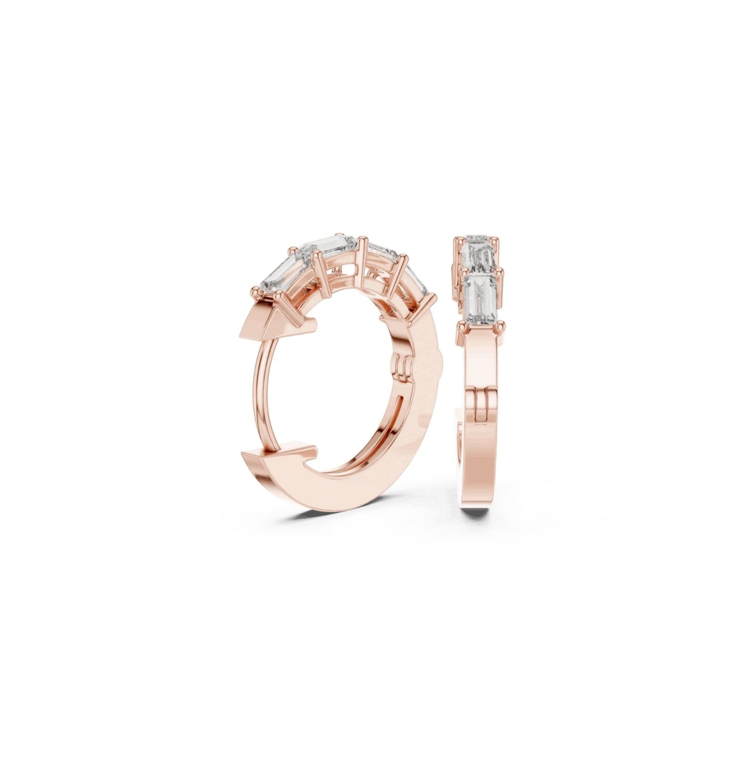Baguette Cut Diamond Rose Gold 14 K Earring For Wommen |pure carat