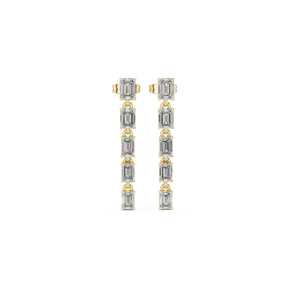 Emerald  Cut Diamond Rose Gold 14 K Earring For Wommen |pure carat