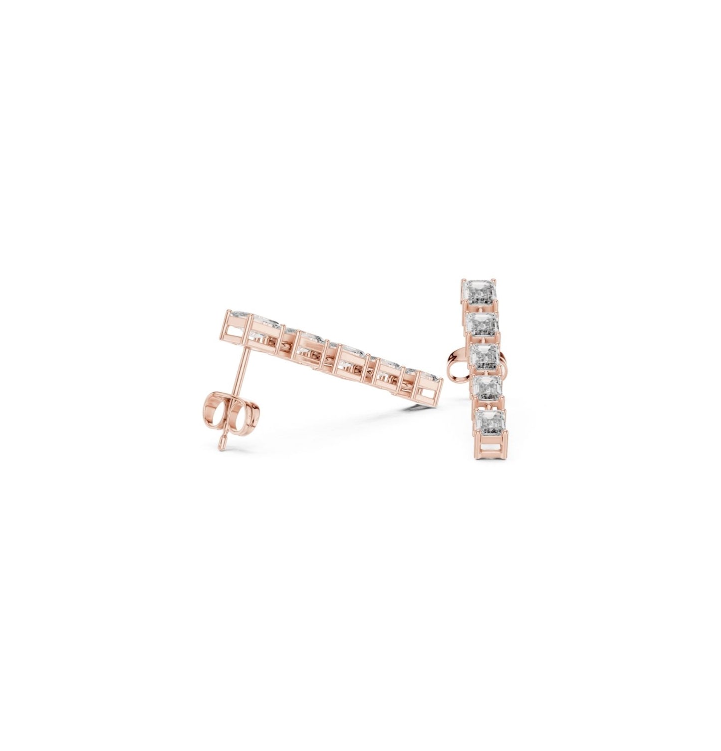 Emerald  Cut Diamond Rose Gold 14 K Earring For Wommen |pure carat