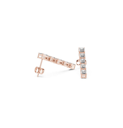 Emerald  Cut Diamond Rose Gold 14 K Earring For Wommen |pure carat