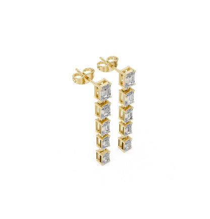 Emerald  Cut Diamond Rose Gold 14 K Earring For Wommen |pure carat