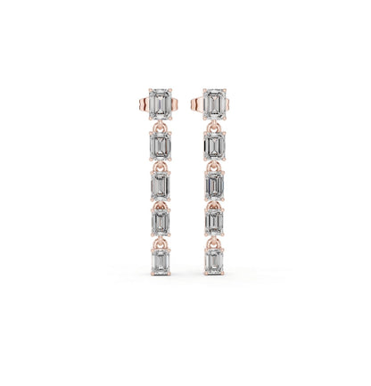 Emerald  Cut Diamond Rose Gold 14 K Earring For Wommen |pure carat