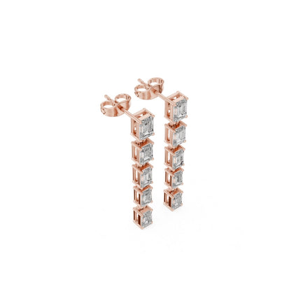 Emerald  Cut Diamond Rose Gold 14 K Earring For Wommen |pure carat