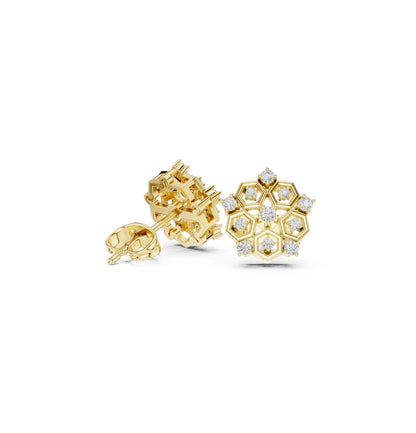 Round Cut Diamond Yellow Gold 14 K Earring For Wommen |pure carat
