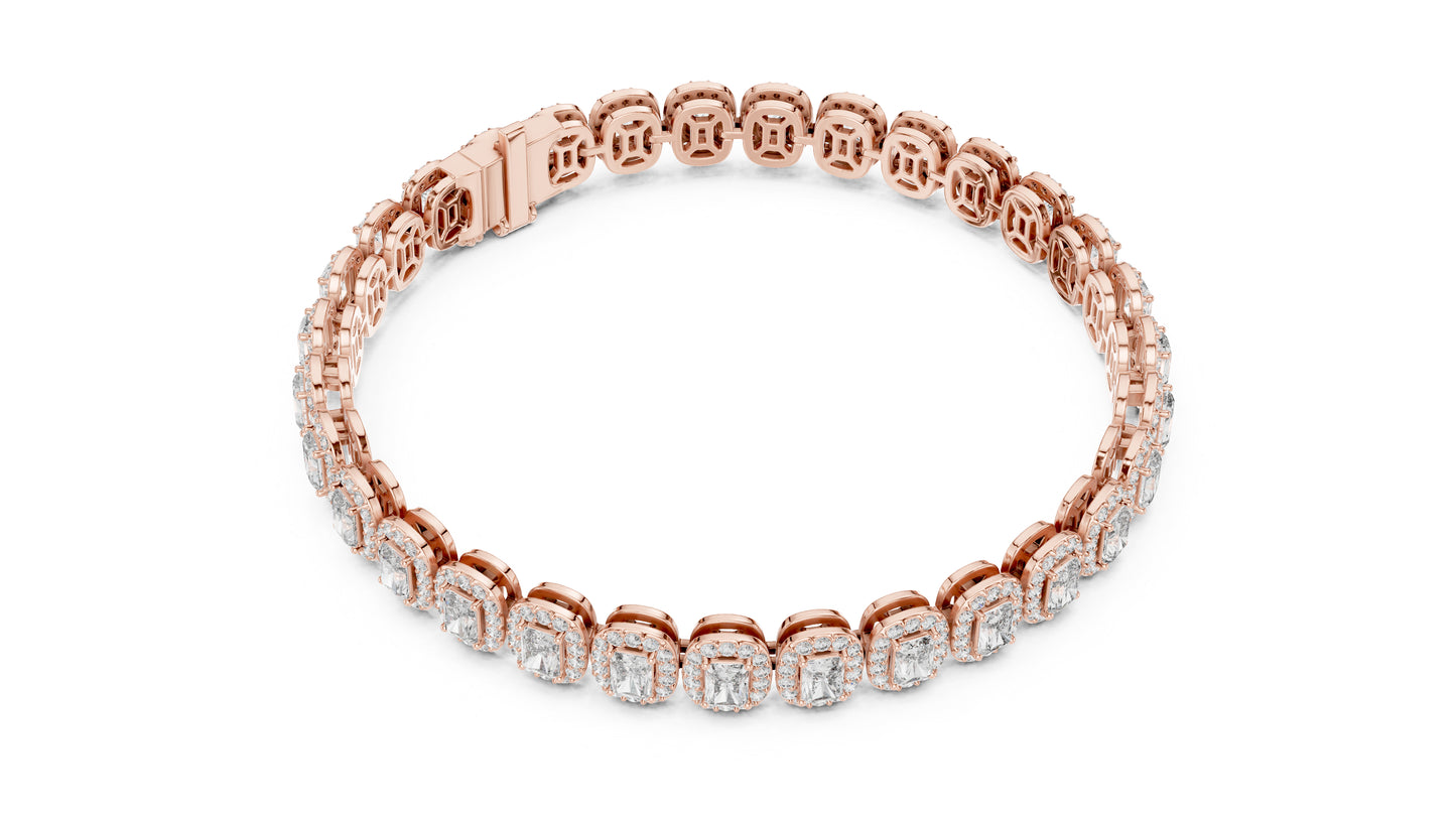 Pure Carat 18K Rose Gold Party Wear Bracelet with Radiant & Round Lab-Grown Diamonds