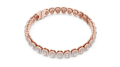 Pure Carat 18K Rose Gold Party Wear Bracelet with Radiant & Round Lab-Grown Diamonds