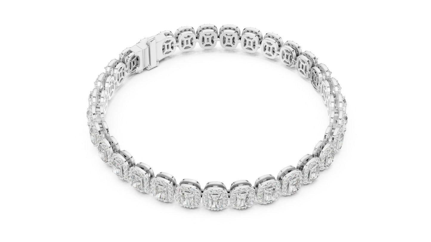 Pure Carat 18K Rose Gold Party Wear Bracelet with Radiant & Round Lab-Grown Diamonds