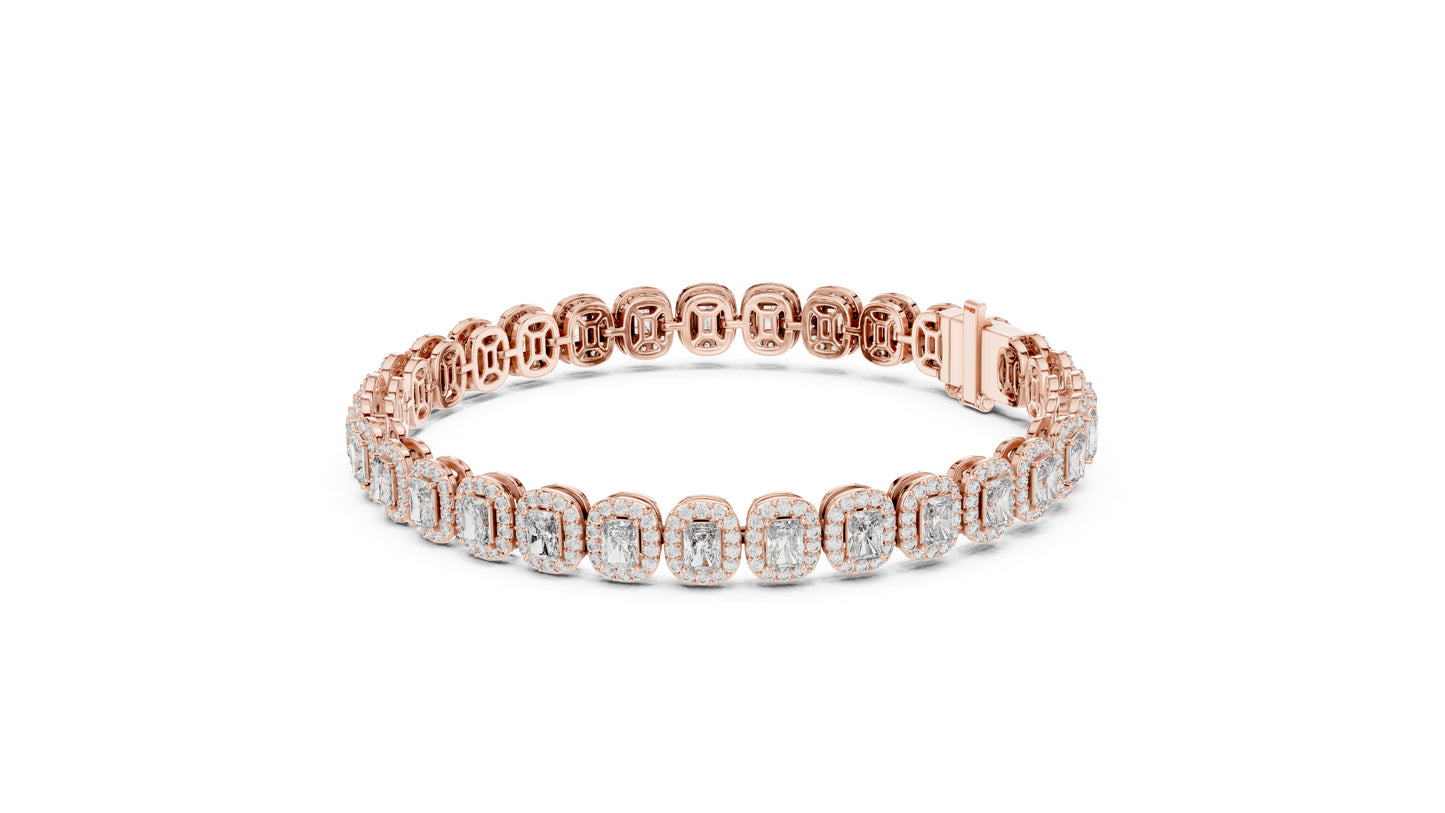 Pure Carat 18K Rose Gold Party Wear Bracelet with Radiant & Round Lab-Grown Diamonds