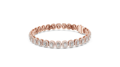 Pure Carat 18K Rose Gold Party Wear Bracelet with Radiant & Round Lab-Grown Diamonds