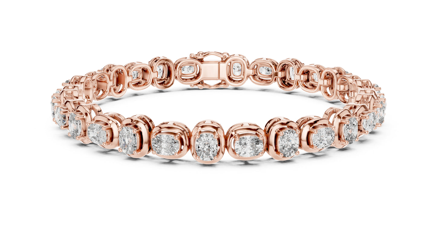 14K Yellow Gold Cushion Lab-Grown Diamond Bracelet for Women - Office Wear - Pure Carat