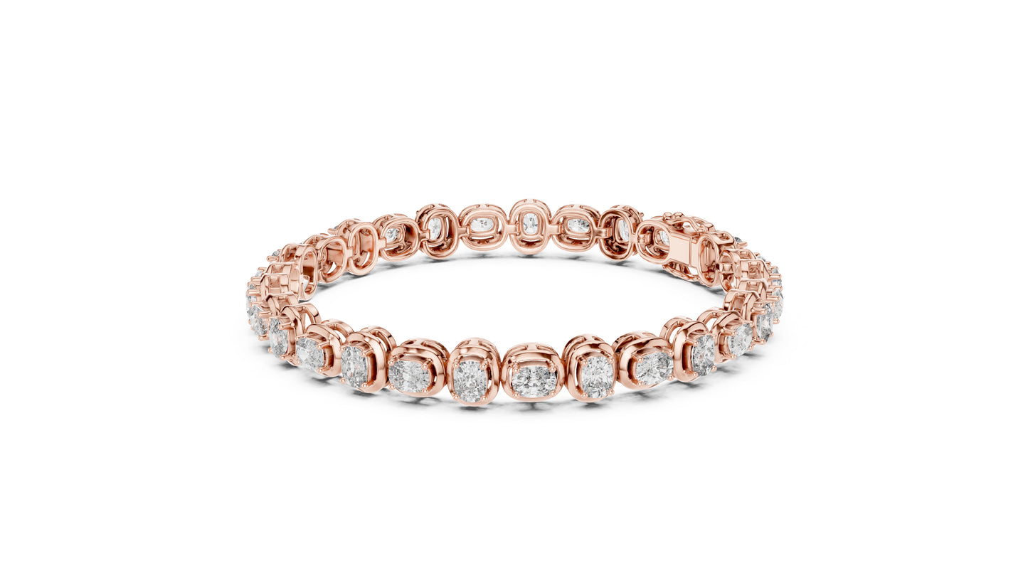 14K Yellow Gold Cushion Lab-Grown Diamond Bracelet for Women - Office Wear - Pure Carat