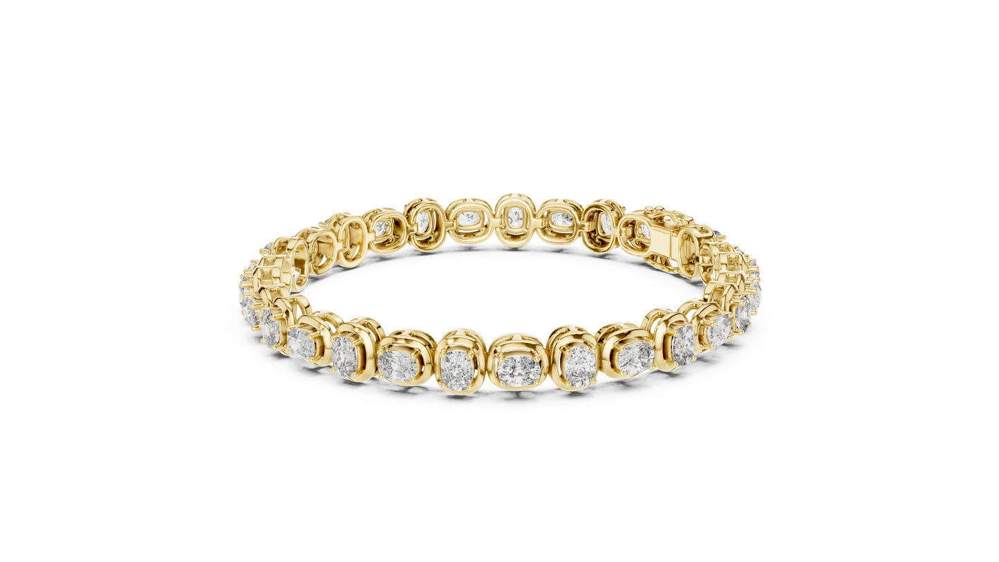 14K Yellow Gold Cushion Lab-Grown Diamond Bracelet for Women - Office Wear - Pure Carat