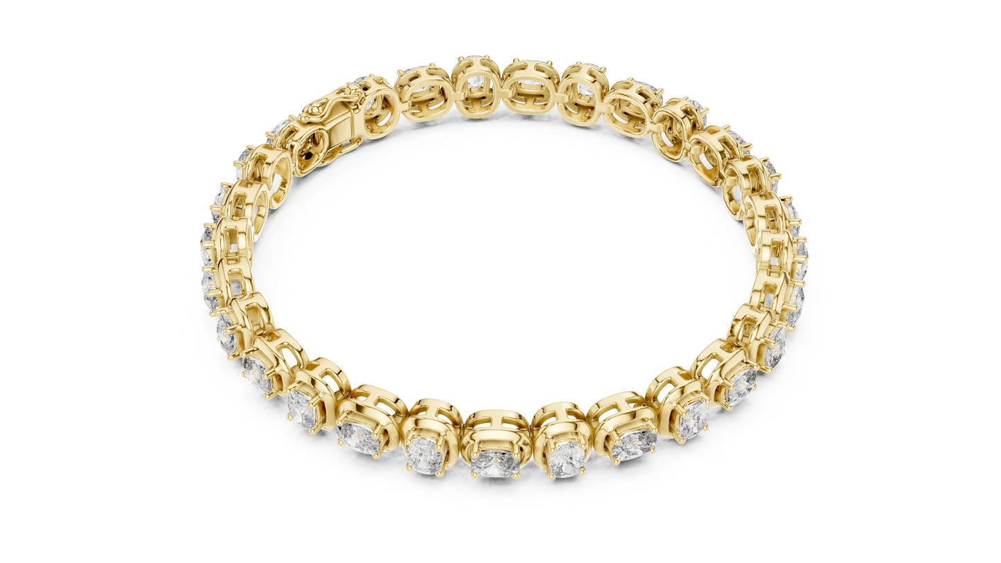 14K Yellow Gold Cushion Lab-Grown Diamond Bracelet for Women - Office Wear - Pure Carat