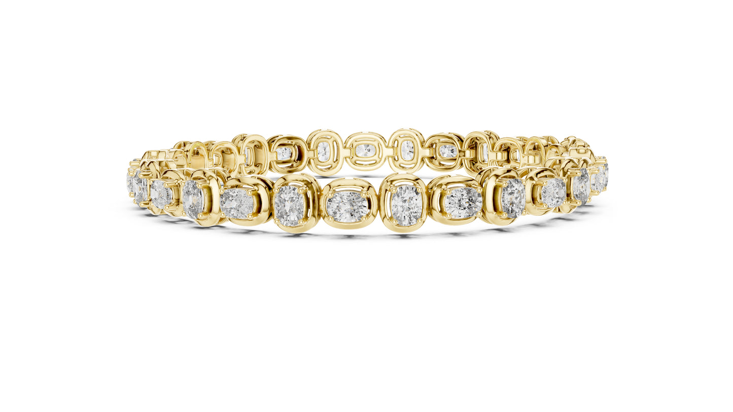 14K Yellow Gold Cushion Lab-Grown Diamond Bracelet for Women - Office Wear - Pure Carat