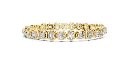 14K Yellow Gold Cushion Lab-Grown Diamond Bracelet for Women - Office Wear - Pure Carat