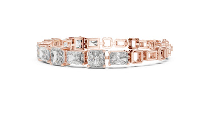 Pure Carat 14K Rose Gold Lab-Grown Radiant / Emerald Diamond Bracelet for Women