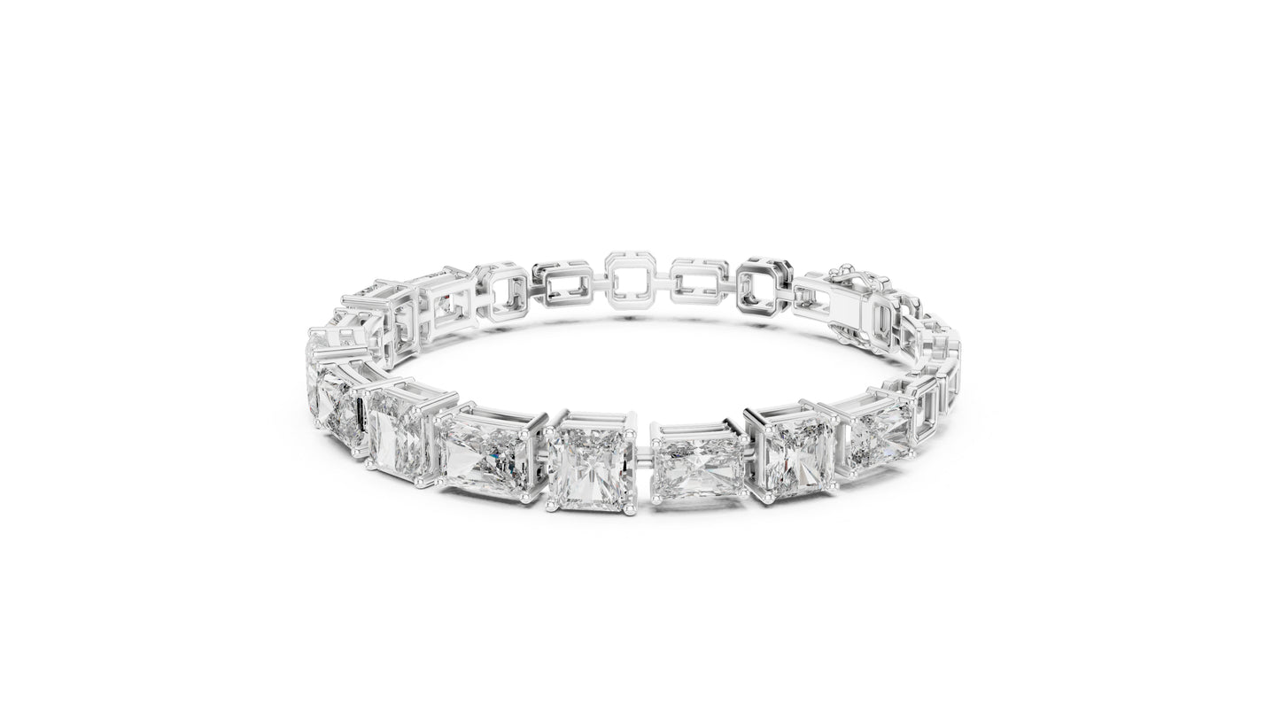 Pure Carat 14K Rose Gold Lab-Grown Radiant / Emerald Diamond Bracelet for Women