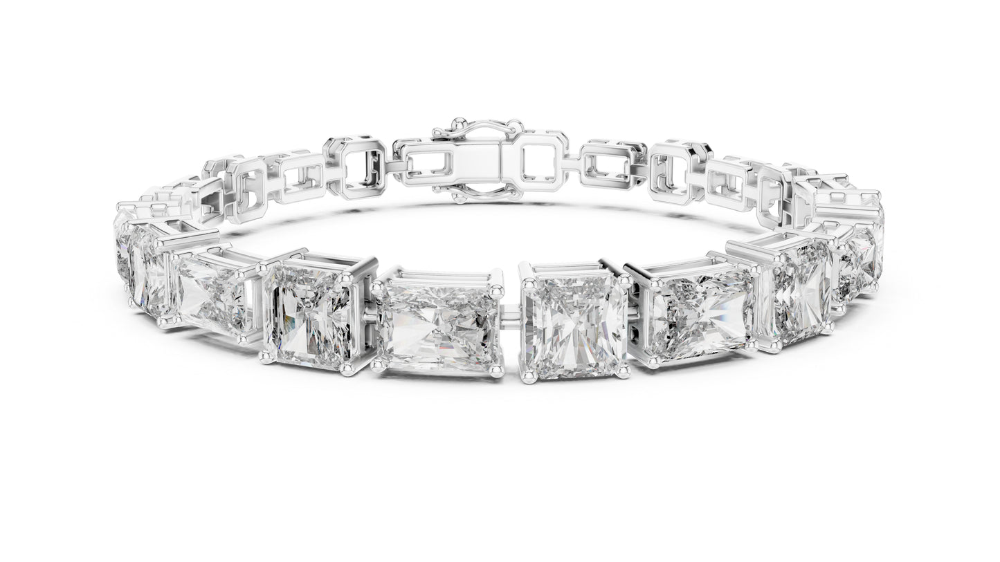 Pure Carat 14K Rose Gold Lab-Grown Radiant / Emerald Diamond Bracelet for Women
