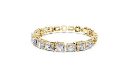 Pure Carat 14K Rose Gold Lab-Grown Radiant / Emerald Diamond Bracelet for Women