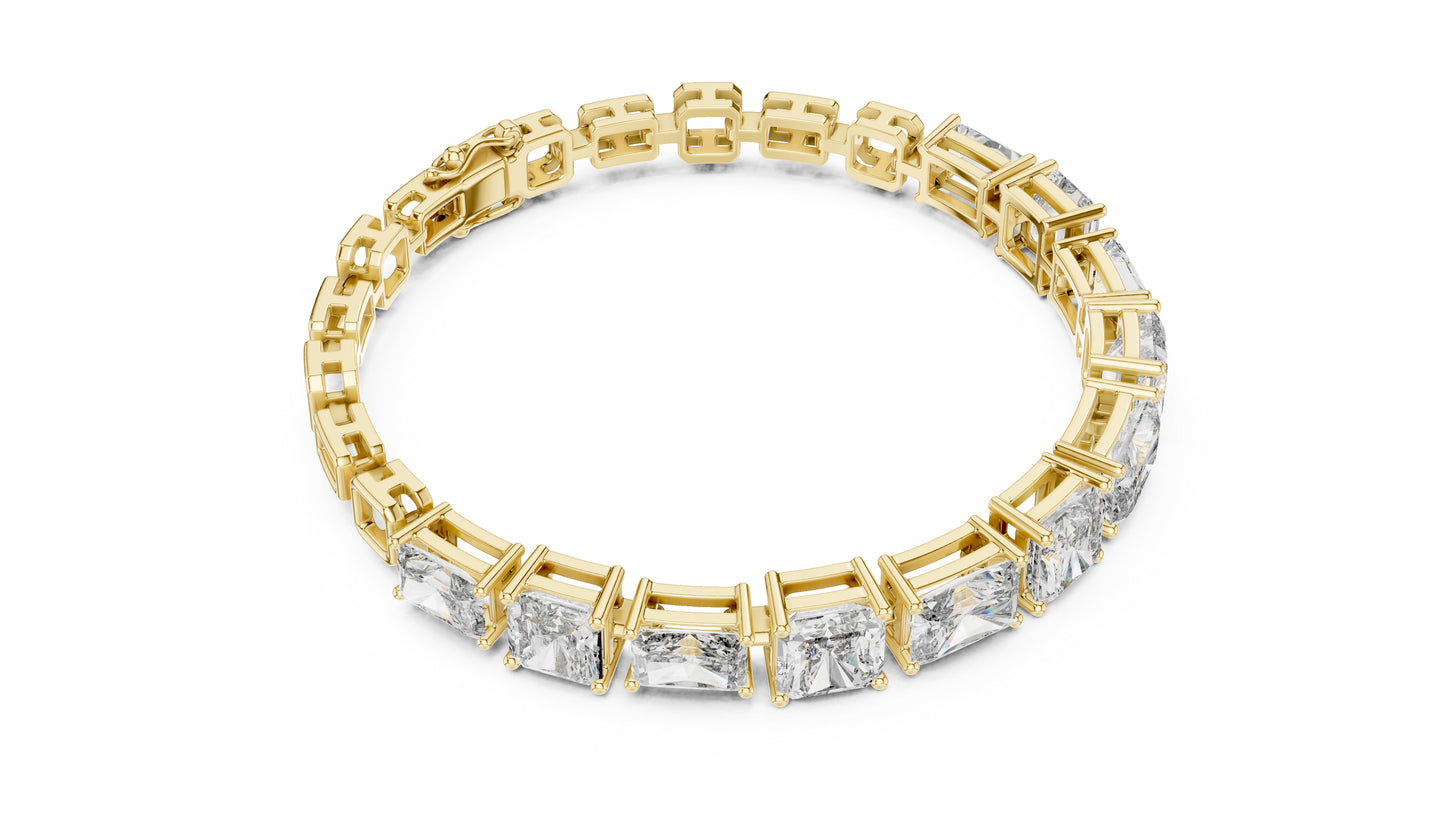 Pure Carat 14K Rose Gold Lab-Grown Radiant / Emerald Diamond Bracelet for Women