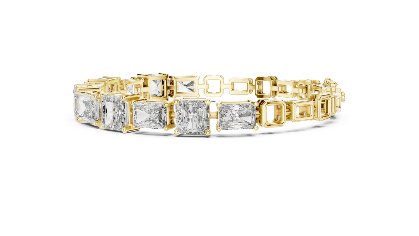 Pure Carat 14K Rose Gold Lab-Grown Radiant / Emerald Diamond Bracelet for Women