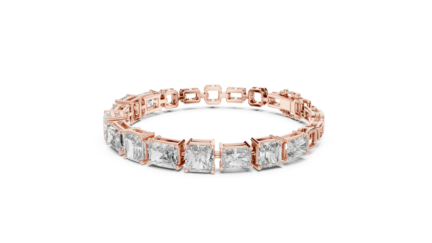Pure Carat 14K Rose Gold Lab-Grown Radiant / Emerald Diamond Bracelet for Women