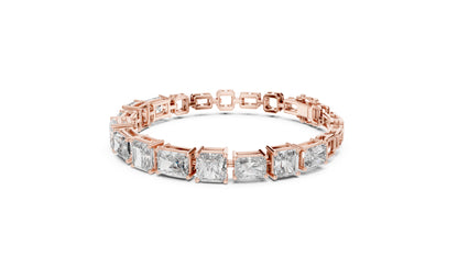 Pure Carat 14K Rose Gold Lab-Grown Radiant / Emerald Diamond Bracelet for Women