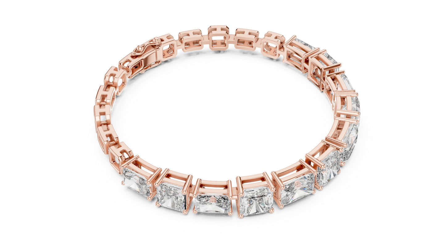 Pure Carat 14K Rose Gold Lab-Grown Radiant / Emerald Diamond Bracelet for Women