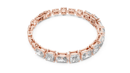 Pure Carat 14K Rose Gold Lab-Grown Radiant / Emerald Diamond Bracelet for Women