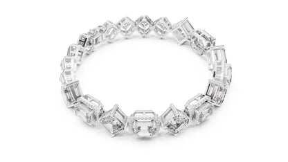 18K White Gold Emerald & Round Lab-Grown Diamond Bracelet for Women - Pure Carat