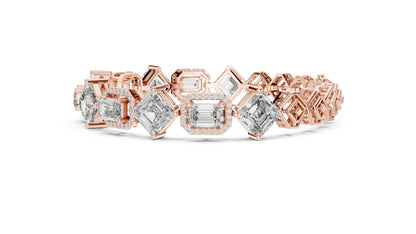 18K White Gold Emerald & Round Lab-Grown Diamond Bracelet for Women - Pure Carat