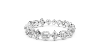 18K White Gold Emerald & Round Lab-Grown Diamond Bracelet for Women - Pure Carat