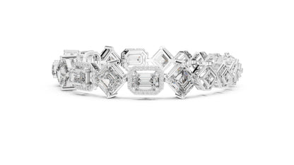 18K White Gold Emerald & Round Lab-Grown Diamond Bracelet for Women - Pure Carat