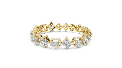 18K White Gold Emerald & Round Lab-Grown Diamond Bracelet for Women - Pure Carat