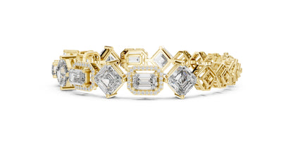 18K White Gold Emerald & Round Lab-Grown Diamond Bracelet for Women - Pure Carat