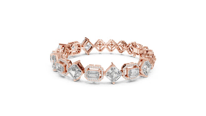 18K White Gold Emerald & Round Lab-Grown Diamond Bracelet for Women - Pure Carat