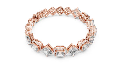 18K White Gold Emerald & Round Lab-Grown Diamond Bracelet for Women - Pure Carat