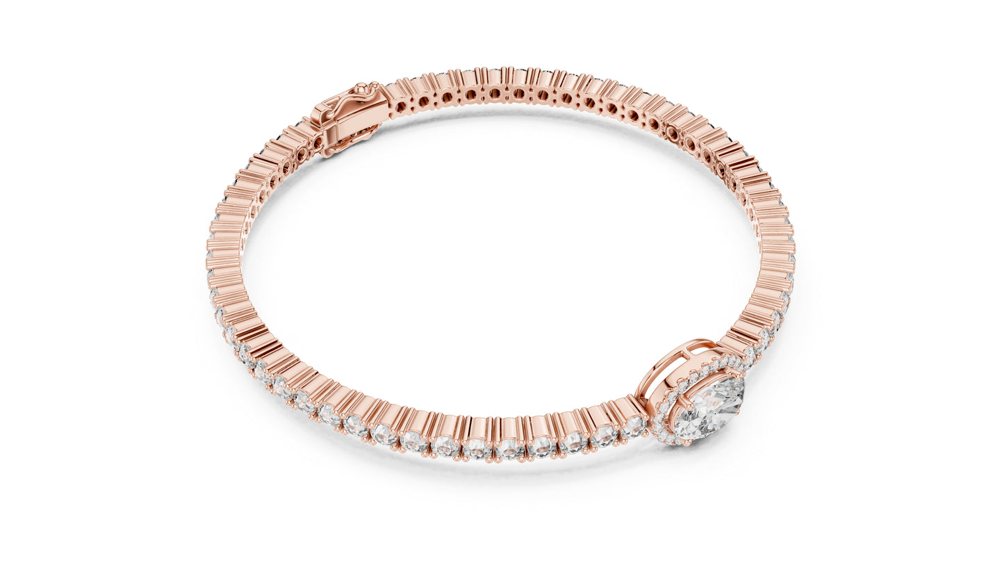14K Rose Gold Bracelet with Round Lab-Grown Diamonds for Women - Pure Carat