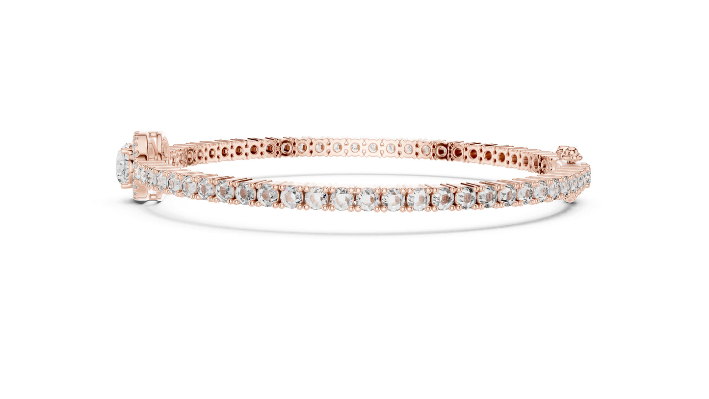 14K Rose Gold Bracelet with Round Lab-Grown Diamonds for Women - Pure Carat